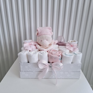 Maci baba box,pelenkatorta  4-8 kg pelenka doboz, babaváró csomag, Játék & Sport, Babalátogató ajándékcsomag, Mindenmás, MESKA