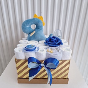 Dino baba box,pelenkatorta  2-5 kg pelenka doboz, babaváró csomag, Játék & Sport, Babalátogató ajándékcsomag, Mindenmás, MESKA
