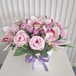 Orchidea rózsa virágbox, virágcsokor asztaldísz, virágdoboz , virágbox, Otthon & Életmód, Dekoráció, Virágdísz és tartó, Virágbox, virágdoboz, Virágkötés, MESKA