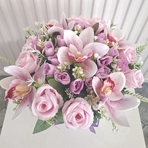 Orchidea rózsa virágbox, virágcsokor asztaldísz, virágdoboz , virágbox - otthon & életmód - dekoráció - virágdísz és tartó - virágbox, virágdoboz - Meska.hu