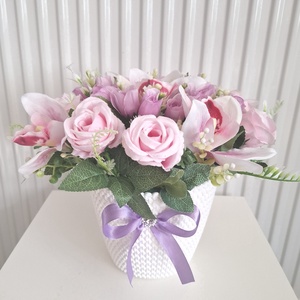 Orchidea rózsa virágbox, virágcsokor asztaldísz, virágdoboz , virágbox - otthon & életmód - dekoráció - virágdísz és tartó - virágbox, virágdoboz - Meska.hu