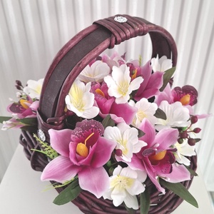 Orchidea  virágbox, virágcsokor asztaldísz, virágdoboz , virágbox, Otthon & Életmód, Dekoráció, Virágdísz és tartó, Virágbox, virágdoboz, Virágkötés, MESKA