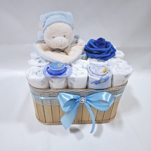 Maci tipegő baba box, pelenkatorta 2-5 kg pelenka doboz, babaváró csomag - játék & sport - babalátogató ajándékcsomag - Meska.hu