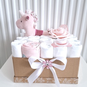 Egyszarvú baba box,pelenkatorta  4-8 kg pelenka doboz, babaváró csomag, Játék & Sport, Babalátogató ajándékcsomag, Mindenmás, MESKA