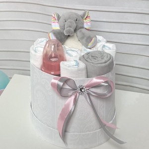 Kis elefánt baba box,pelenkatorta 2-5 kg pelenka doboz, babaváró csomag - játék & sport - babalátogató ajándékcsomag - Meska.hu
