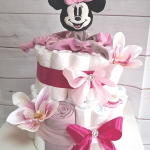 Mickey Minnie egér pelenkatorta, 2-5 kg pelenkatorony, babaváró csomag - játék & sport - babalátogató ajándékcsomag - Meska.hu