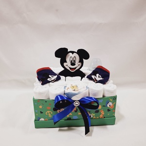 Mickey baba box, pelenkatorta 4-8kg pelenkatorony, babaváró csomag - játék & sport - babalátogató ajándékcsomag - Meska.hu
