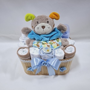 Maci baba box, pelenkatorta 2-5 kg pelenkatorony, babaváró csomag, kelengye - játék & sport - babalátogató ajándékcsomag - Meska.hu