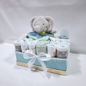 Kis elefánt baba box ,pelenkatorta 6-10kg,  pelenkatorony, babaváró csomag, kelengye - játék & sport - babalátogató ajándékcsomag - Meska.hu