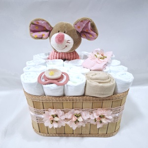 Egérke baba box, pelenkatorta 4-8 kg pelenkatorony, babaváró csomag, kelengye - játék & sport - babalátogató ajándékcsomag - Meska.hu