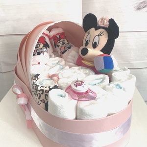 Mickey Minnie bölcső pelenkatorta  2-5 kg pelenkatorony, babaváró csomag, kelengye - játék & sport - babalátogató ajándékcsomag - Meska.hu
