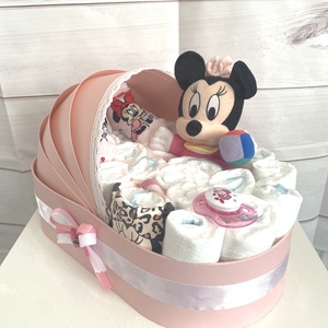 Mickey Minnie bölcső pelenkatorta  2-5 kg pelenkatorony, babaváró csomag, kelengye - játék & sport - babalátogató ajándékcsomag - Meska.hu