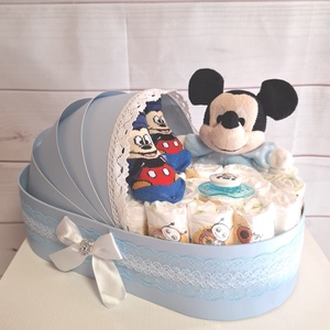 Mickey bölcső pelenkatprta 2-5kg, pelenkatorony, babaváró csomag - játék & sport - babalátogató ajándékcsomag - Meska.hu