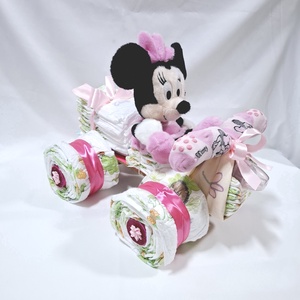 Minnie Quad autó pelenkatorta, 3-6 kg pelenkatorony, babaváró csomag, kelengye - játék & sport - babalátogató ajándékcsomag - Meska.hu