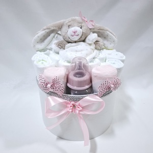 Nyuszi baba box, pelenkatorta  4-8 kg pelenkadoboz, babaváró csomag, kelengye, Játék & Sport, Babalátogató ajándékcsomag, Mindenmás, MESKA