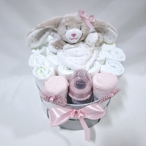 Nyuszi baba box, pelenkatorta  4-8 kg pelenkadoboz, babaváró csomag, kelengye - játék & sport - babalátogató ajándékcsomag - Meska.hu