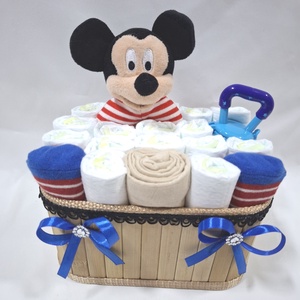 Mickey egér pelenkatorony, pelenkatorta, babaváró csomag, kelengye 2-5kg - játék & sport - babalátogató ajándékcsomag - Meska.hu