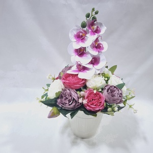 Orchidea pünkösdirózsa virágbox, virágcsokor asztaldísz, virágdoboz ,kaspó, Otthon & Életmód, Dekoráció, Virágdísz és tartó, Virágbox, virágdoboz, Virágkötés, MESKA