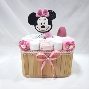 Minnie egér box, pelenkatorta 4-8kg pelenkatorony, babaváró csomag, kelengye - játék & sport - babalátogató ajándékcsomag - Meska.hu