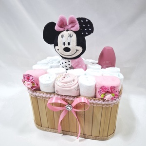 Minnie egér box, pelenkatorta 4-8kg pelenkatorony, babaváró csomag, kelengye - játék & sport - babalátogató ajándékcsomag - Meska.hu