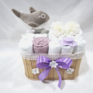 Delfin baba box, pelenkatorta 2-5kg pelenkatorony, babaváró csomag, kelengye - játék & sport - babalátogató ajándékcsomag - Meska.hu