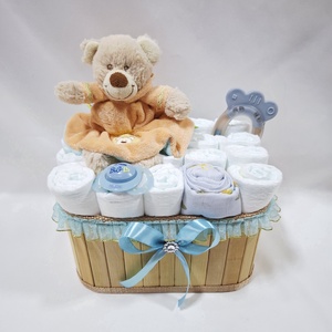 Maci cumilánccal pelenkatorony, pelenkatorta babaváró csomag 4-8kg, kelengye - játék & sport - babalátogató ajándékcsomag - Meska.hu