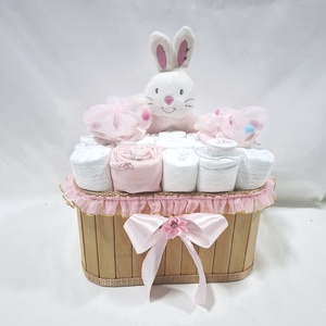 Kis nyuszi box, pelenkatorta 4-8kg pelenkatorony, babaváró csomag, kelengye, Játék & Sport, Babalátogató ajándékcsomag, Mindenmás, MESKA