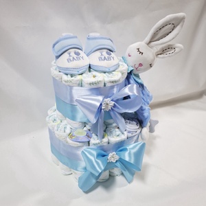 Kis nyuszi box 3 in 1 , pelenkatorta 6-10 kg pelenkatorony, babaváró csomag, kelengye - játék & sport - babalátogató ajándékcsomag - Meska.hu