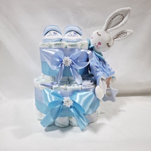 Kis nyuszi box 3 in 1 , pelenkatorta 6-10 kg pelenkatorony, babaváró csomag, kelengye - játék & sport - babalátogató ajándékcsomag - Meska.hu