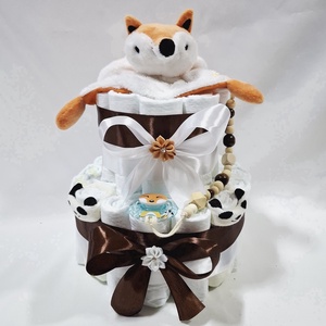 Kis róka cumilánccal , pelenkatorta 4-8 kg pelenkatorony, babaváró csomag, kelengye - Meska.hu