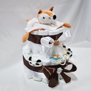 Kis róka cumilánccal , pelenkatorta 4-8 kg pelenkatorony, babaváró csomag, kelengye - játék & sport - babalátogató ajándékcsomag - Meska.hu