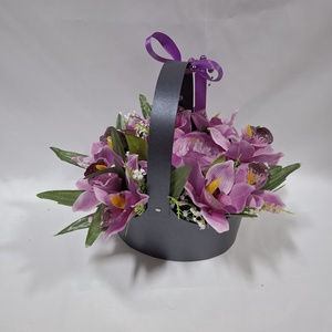 Harmónia orchidea virágcsokor, virágdoboz, örökcsokor, kézikosár, ajándék (édességgel) - otthon & életmód - dekoráció - virágdísz és tartó - csokor & virágdísz - Meska.hu