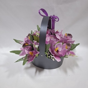Harmónia orchidea virágcsokor, virágdoboz, örökcsokor, kézikosár, ajándék (édességgel) - otthon & életmód - dekoráció - virágdísz és tartó - csokor & virágdísz - Meska.hu