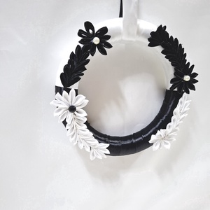 Harmónia kanzashi falidísz, kopogtató, ajtódísz, falikép   - otthon & életmód - dekoráció - ajtó- és ablak dekoráció - ajtódísz & kopogtató - Meska.hu