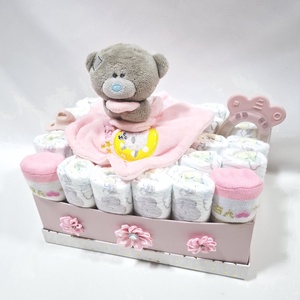 Mackó baba box, pelenkatorta  2-5 kg pelenka doboz, babaváró csomag, kelengye - játék & sport - babalátogató ajándékcsomag - Meska.hu