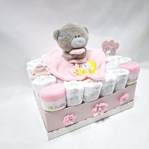 Mackó baba box, pelenkatorta  2-5 kg pelenka doboz, babaváró csomag, kelengye - játék & sport - babalátogató ajándékcsomag - Meska.hu