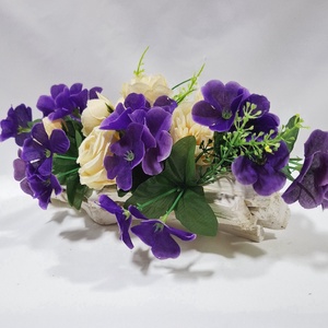 Színes virágos kéreg fahasáb, dekoráció, asztaldísz, ablakdísz - otthon & életmód - dekoráció - asztal és polc dekoráció - asztaldísz - Meska.hu