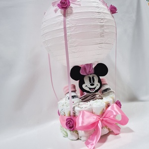 Mickey Minnie hőlégballon pelenkatorta 2-5 kg, pelenkatorony, babaváró csomag, kelengye - játék & sport - babalátogató ajándékcsomag - Meska.hu