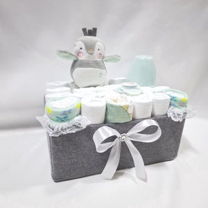 Pingvin baba box, pelenkatorta  4-8 kg pelenka doboz, babaváró csomag, kelengye - játék & sport - babalátogató ajándékcsomag - Meska.hu