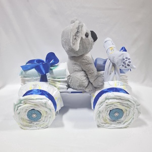 Panda maci Quad  autó pelenkatorta, 4-8 kg pelenkatorony, babaváró csomag, kelengye - játék & sport - babalátogató ajándékcsomag - Meska.hu