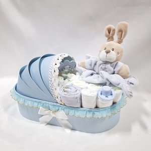 Nyuszi bölcső pelenkatorta 2-5 kg, pelenkatorony, babaváró csomag, kelengye, Játék & Sport, Babalátogató ajándékcsomag, Mindenmás, MESKA