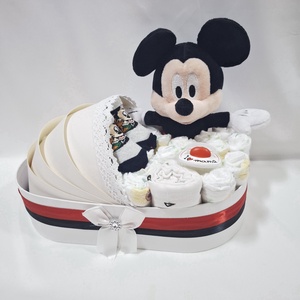 Mickey bölcső pelenkatorta 2-5kg, pelenkatorony, babaváró csomag - Meska.hu