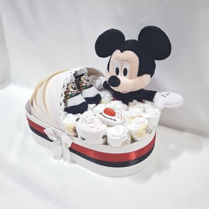 Mickey bölcső pelenkatorta 2-5kg, pelenkatorony, babaváró csomag - játék & sport - babalátogató ajándékcsomag - Meska.hu