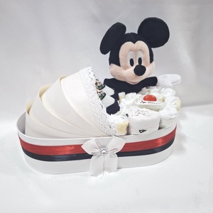 Mickey bölcső pelenkatorta 2-5kg, pelenkatorony, babaváró csomag - játék & sport - babalátogató ajándékcsomag - Meska.hu