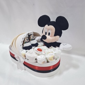Mickey bölcső pelenkatorta 2-5kg, pelenkatorony, babaváró csomag - játék & sport - babalátogató ajándékcsomag - Meska.hu