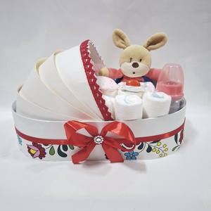 Nyuszi magyaros bölcső pelenkatorta  2-5 kg, pelenkatorony, babaváró csomag - Meska.hu