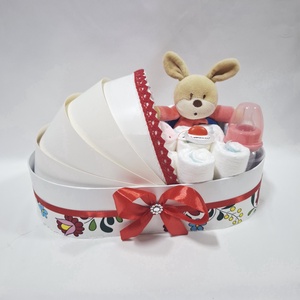 Nyuszi magyaros bölcső pelenkatorta  2-5 kg, pelenkatorony, babaváró csomag - játék & sport - babalátogató ajándékcsomag - Meska.hu