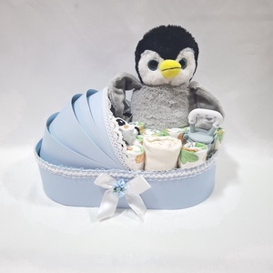 Pingvin bölcső pelenkatorta 3-6 kg, pelenkatorony, babaváró csomag, kelengye - Meska.hu