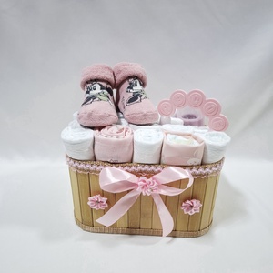 Tipegő Minnie baba box, pelenkatorta 4-8 kg pelenkatorony, babaváró csomag, kelengye - Meska.hu
