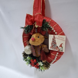 Karácsonyi rénszarvas kopogtató , ajtódísz, ablakdísz, dekoráció - karácsony - karácsonyi lakásdekoráció - karácsonyi ajtódíszek - Meska.hu